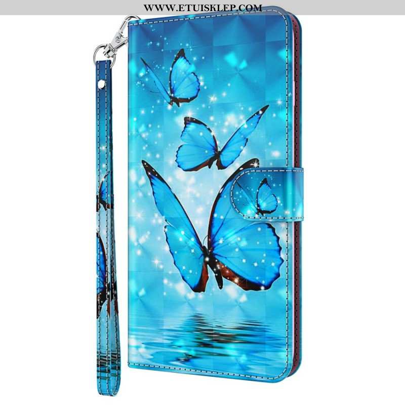 Etui Folio do Oppo A54 5G / A74 5G z Łańcuch Stringi Motyle